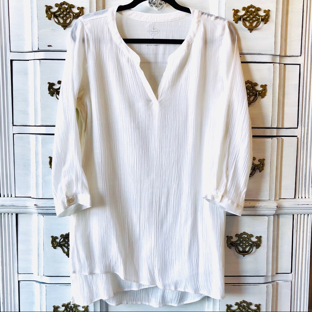 St. John’s Bay White Tunic w/ 3/4 Sleeve W…